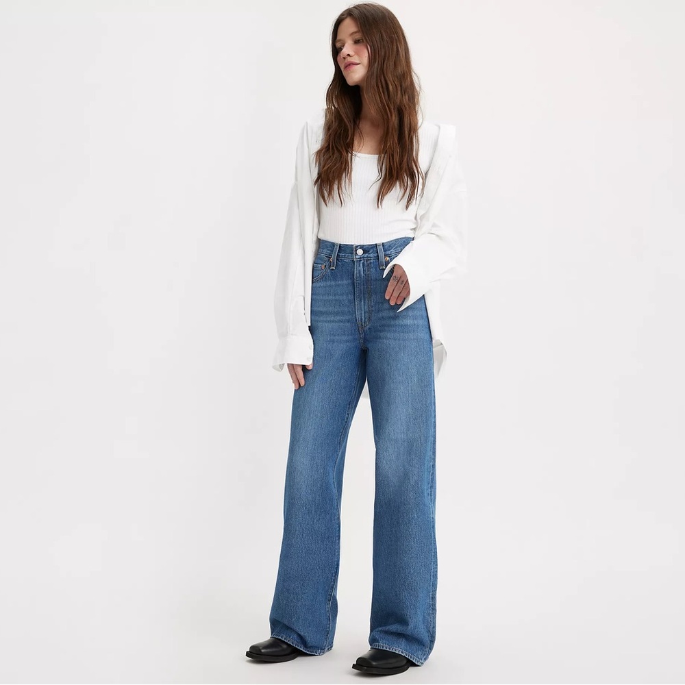 Levi's Premium RIBCAGE WIDE LEG WOMEN'S JEANS - size 26 - Wrong - Medium Wash
